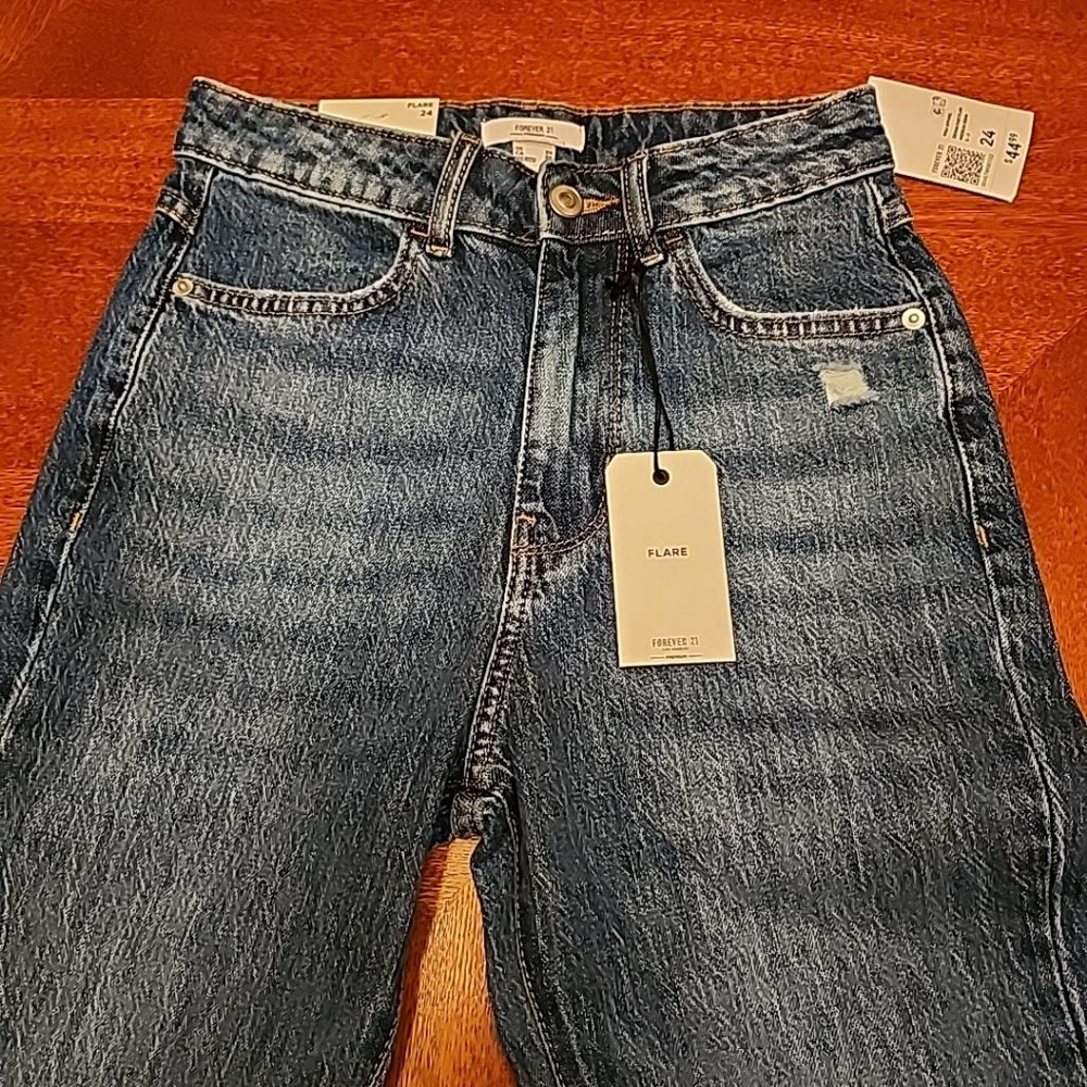 Size 24 Forever 21 Flare Embroidered Jean - Picture 4 of 9